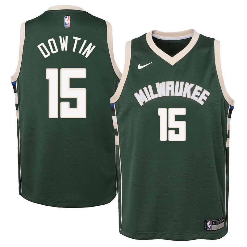 Green Bucks #15 Jeff Dowtin Twill Basketball Jersey