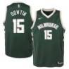 Green Bucks #15 Jeff Dowtin Twill Basketball Jersey