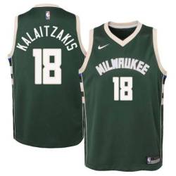 Green Bucks #18 Georgios Kalaitzakis Twill Basketball Jersey