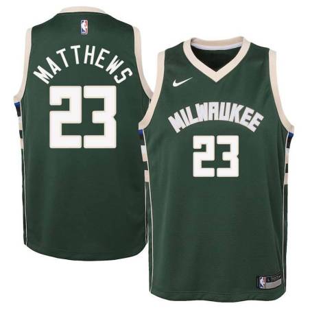 Green Bucks #23 Wesley Matthews Twill Basketball Jersey
