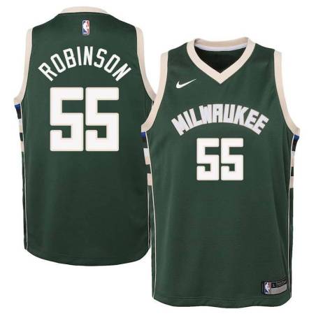 Green Bucks #55 Justin Robinson Twill Basketball Jersey