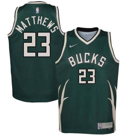 Green Earned Bucks #23 Wesley Matthews Twill Basketball Jersey