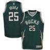 Green Earned Bucks #25 Serge Ibaka Twill Basketball Jersey
