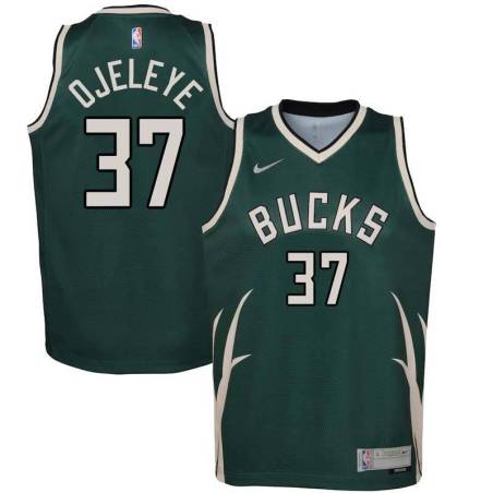 Green Earned Bucks #37 Semi Ojeleye Twill Basketball Jersey