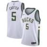 White White Bucks #5 Jevon Carter Twill Basketball Jersey