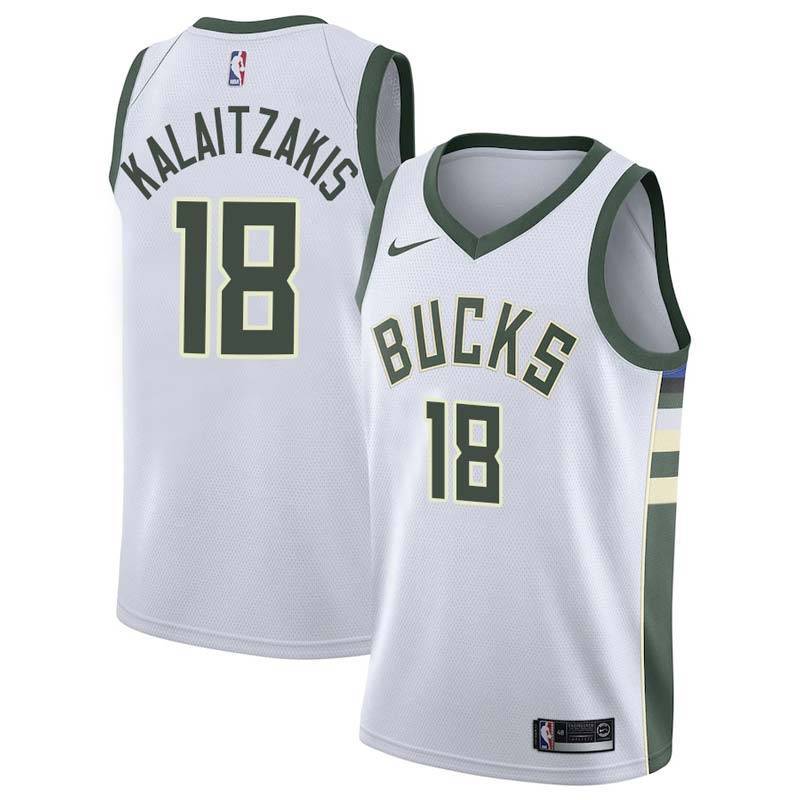 White Bucks #18 Georgios Kalaitzakis Twill Basketball Jersey