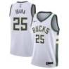 White Bucks #25 Serge Ibaka Twill Basketball Jersey