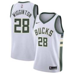 White Bucks #28 Lindell Wigginton Twill Basketball Jersey