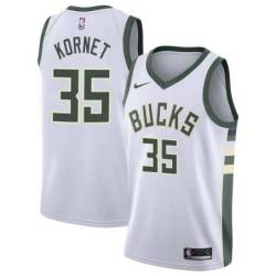 White Bucks #35 Luke Kornet Twill Basketball Jersey