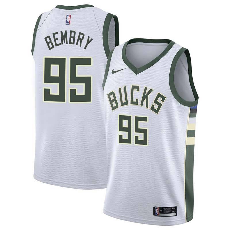 White Bucks #95 DeAndre Bembry Twill Basketball Jersey