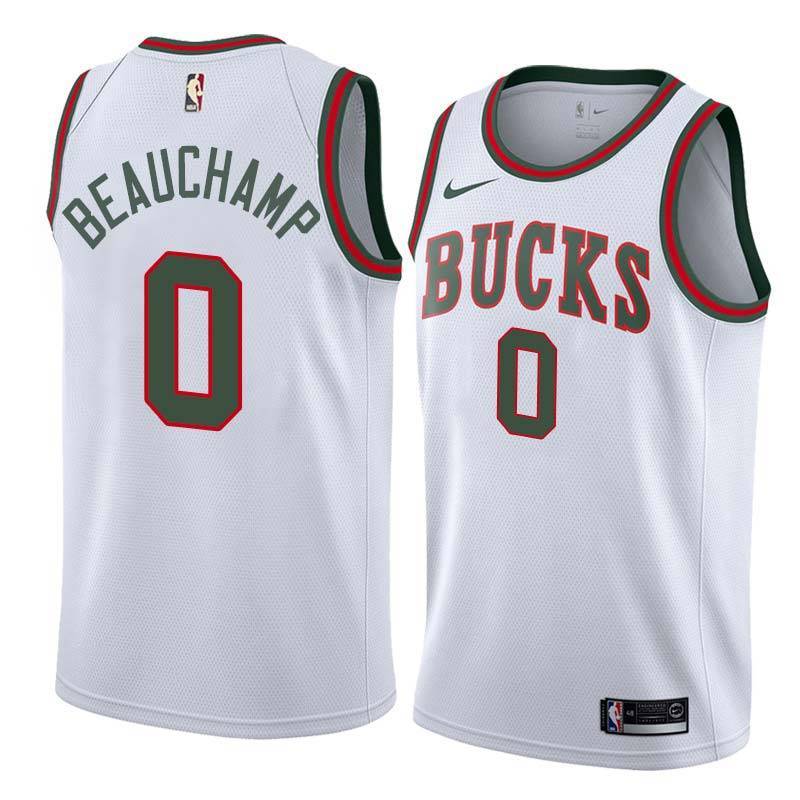 White Throwback Bucks #0 MarJon Beauchamp Twill Basketball Jersey