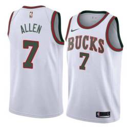 White Throwback Bucks #7 Grayson Allen Twill Basketball Jersey