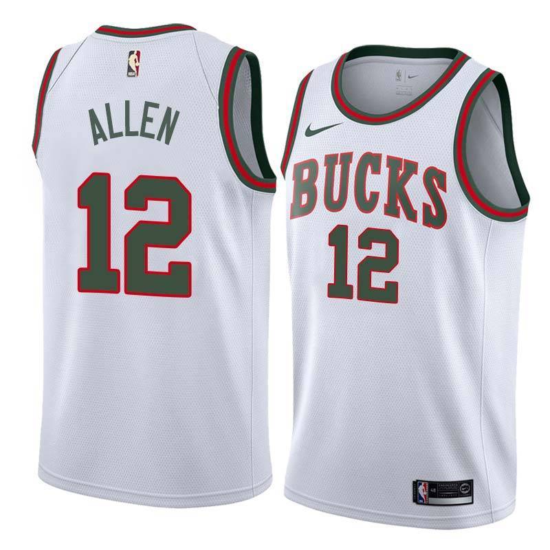 White Throwback Bucks #12 Grayson Allen Twill Basketball Jersey