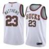 White Throwback Bucks #23 Wesley Matthews Twill Basketball Jersey