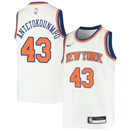 White Thanasis Antetokounmpo Twill Basketball Jersey -Knicks #43 Antetokounmpo Twill Jerseys, FREE SHIPPING