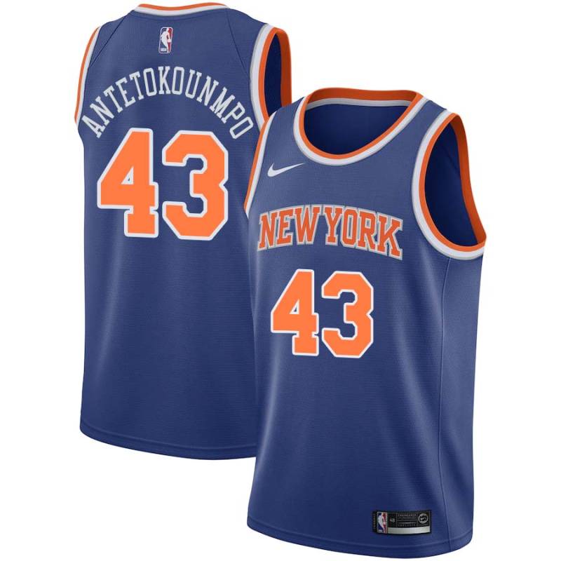 Blue Thanasis Antetokounmpo Twill Basketball Jersey -Knicks #43 Antetokounmpo Twill Jerseys, FREE SHIPPING