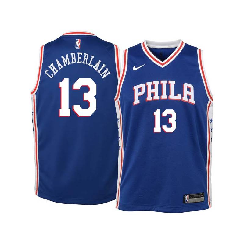 Blue Wilt Chamberlain Twill Basketball Jersey -76ers #13 Chamberlain Twill Jerseys, FREE SHIPPING