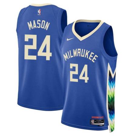 2022-23City Desmond Mason Bucks #24 Twill Basketball Jersey FREE SHIPPING