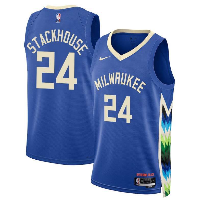 2022-23City Jerry Stackhouse Bucks #24 Twill Basketball Jersey FREE SHIPPING