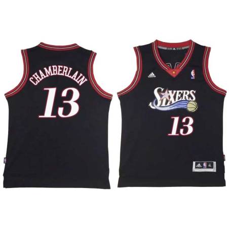 Black Throwback Wilt Chamberlain Twill Basketball Jersey -76ers #13 Chamberlain Twill Jerseys, FREE SHIPPING