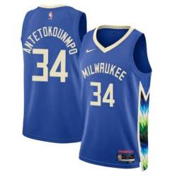 2022-23City Giannis Antetokounmpo Bucks #34 Twill Basketball Jersey FREE SHIPPING