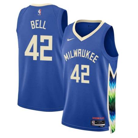 2022-23City Charlie Bell Bucks #42 Twill Basketball Jersey FREE SHIPPING