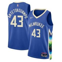 2022-23City Thanasis Antetokounmpo Bucks #43 Twill Basketball Jersey FREE SHIPPING