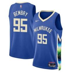 2022-23City Bucks #95 DeAndre Bembry Twill Basketball Jersey