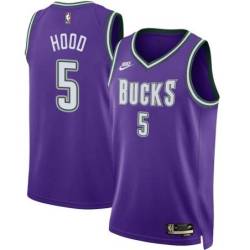 Purple Classic Bucks #5 Rodney Hood Twill Basketball Jersey