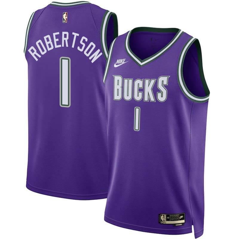 Purple Classic Oscar Robertson Bucks #1 Twill Basketball Jersey FREE SHIPPING