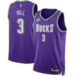 Purple Classic George Hill Bucks #3 Twill Basketball Jersey FREE SHIPPING