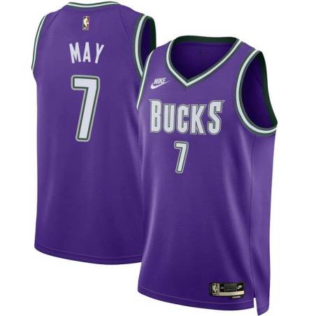 Purple Classic Scott May Bucks #7 Twill Basketball Jersey FREE SHIPPING