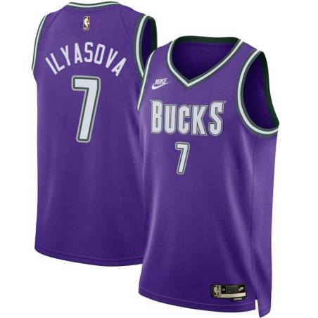 Purple Classic Ersan Ilyasova Bucks #7 Twill Basketball Jersey FREE SHIPPING