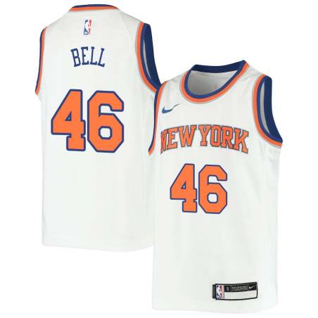 White Dennis Bell Twill Basketball Jersey -Knicks #46 Bell Twill Jerseys, FREE SHIPPING