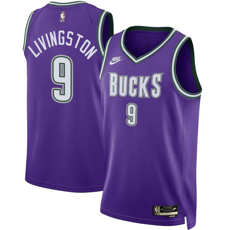 Purple Classic Shaun Livingston Bucks #9 Twill Basketball Jersey FREE SHIPPING