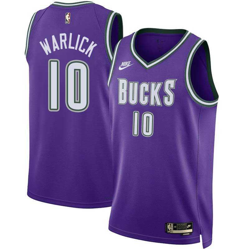 Purple Classic Bob Warlick Bucks #10 Twill Basketball Jersey FREE SHIPPING