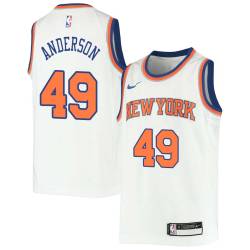 White Shandon Anderson Twill Basketball Jersey -Knicks #49 Anderson Twill Jerseys, FREE SHIPPING