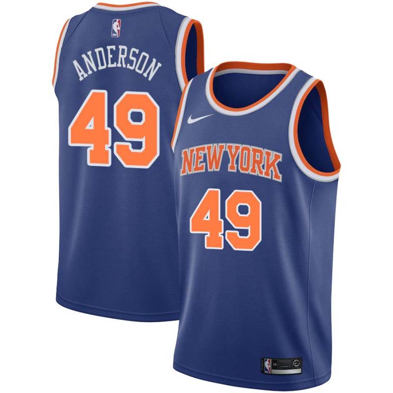 Blue Shandon Anderson Twill Basketball Jersey -Knicks #49 Anderson Twill Jerseys, FREE SHIPPING