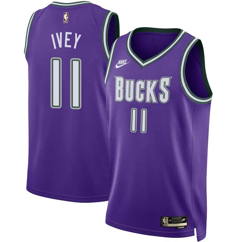 Purple Classic Royal Ivey Bucks #11 Twill Basketball Jersey FREE SHIPPING