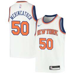 White Joe Meriweather Twill Basketball Jersey -Knicks #50 Meriweather Twill Jerseys, FREE SHIPPING