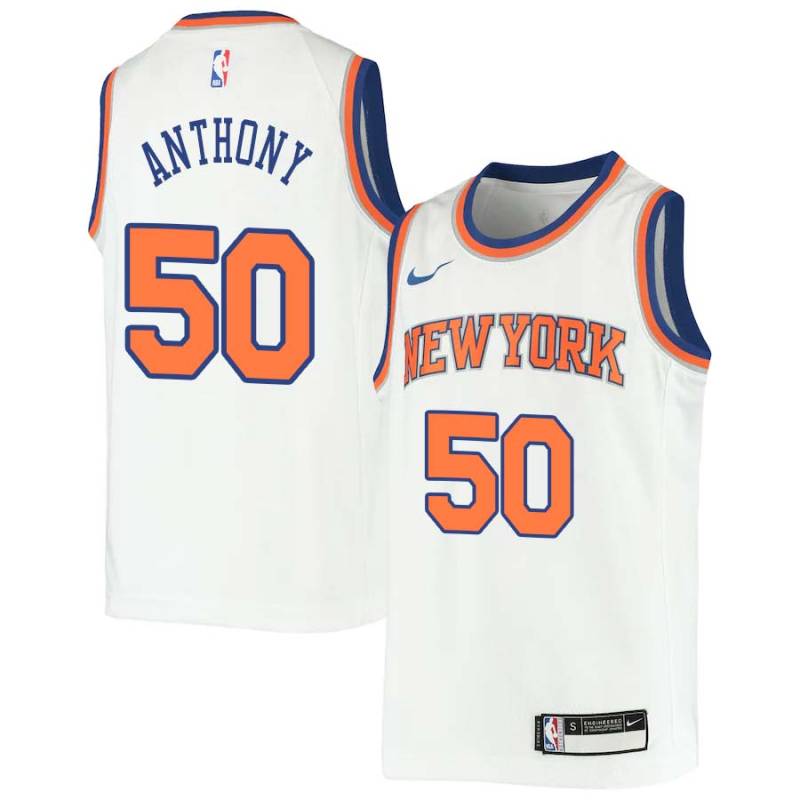 White Greg Anthony Twill Basketball Jersey -Knicks #50 Anthony Twill Jerseys, FREE SHIPPING