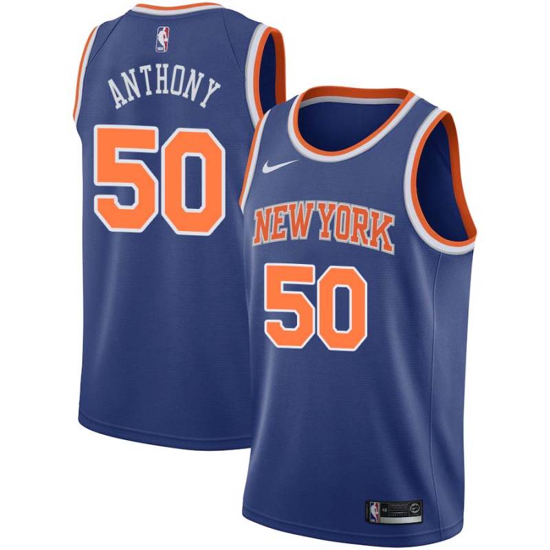 Blue Greg Anthony Twill Basketball Jersey -Knicks #50 Anthony Twill Jerseys, FREE SHIPPING