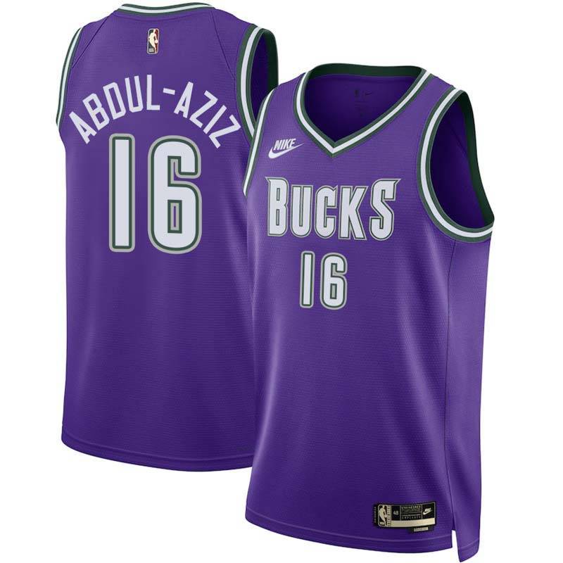 Purple Classic Zaid Abdul-Aziz Bucks #16 Twill Basketball Jersey FREE SHIPPING