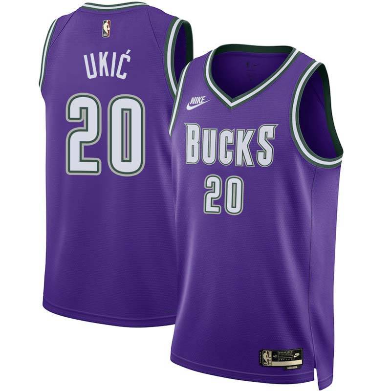 Purple Classic Roko Ukic Bucks #20 Twill Basketball Jersey FREE SHIPPING