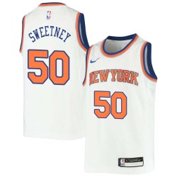 White Mike Sweetney Twill Basketball Jersey -Knicks #50 Sweetney Twill Jerseys, FREE SHIPPING