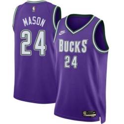 Purple Classic Desmond Mason Bucks #24 Twill Basketball Jersey FREE SHIPPING