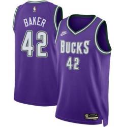 Purple Classic Vin Baker Bucks #42 Twill Basketball Jersey FREE SHIPPING