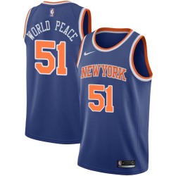 Blue Metta World Peace Twill Basketball Jersey -Knicks #51 World Peace Twill Jerseys, FREE SHIPPING