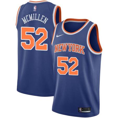 Blue Tom McMillen Twill Basketball Jersey -Knicks #52 McMillen Twill Jerseys, FREE SHIPPING