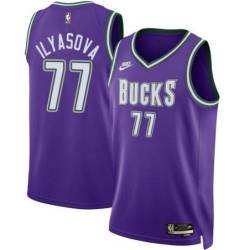 Purple Classic Ersan Ilyasova Bucks #77 Twill Basketball Jersey FREE SHIPPING